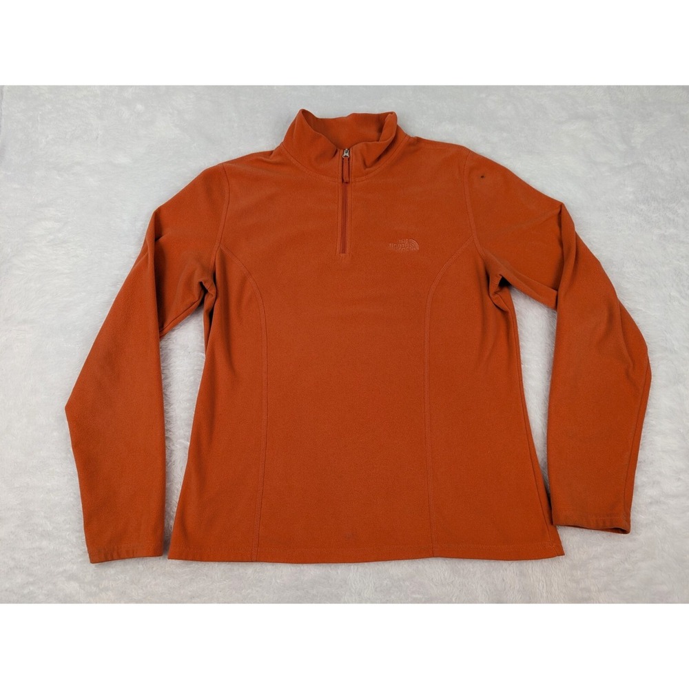 The North Face 1/4 Zip Women's L Pull Over Fleece‎ Orange Light Weight *Read